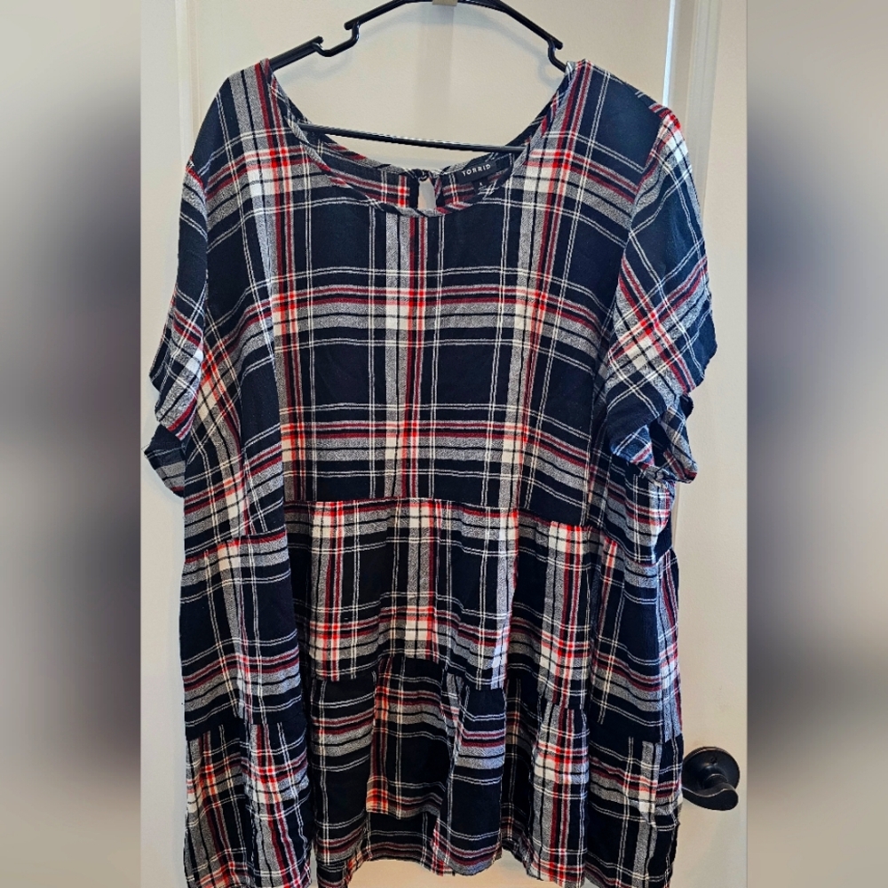Torrid Plaid Rayon Plaid Blouse